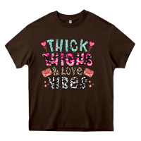 Chocolate Brown Thick Thighs And Love Vibes Heavy Core Tee - CowhideDigitalArt