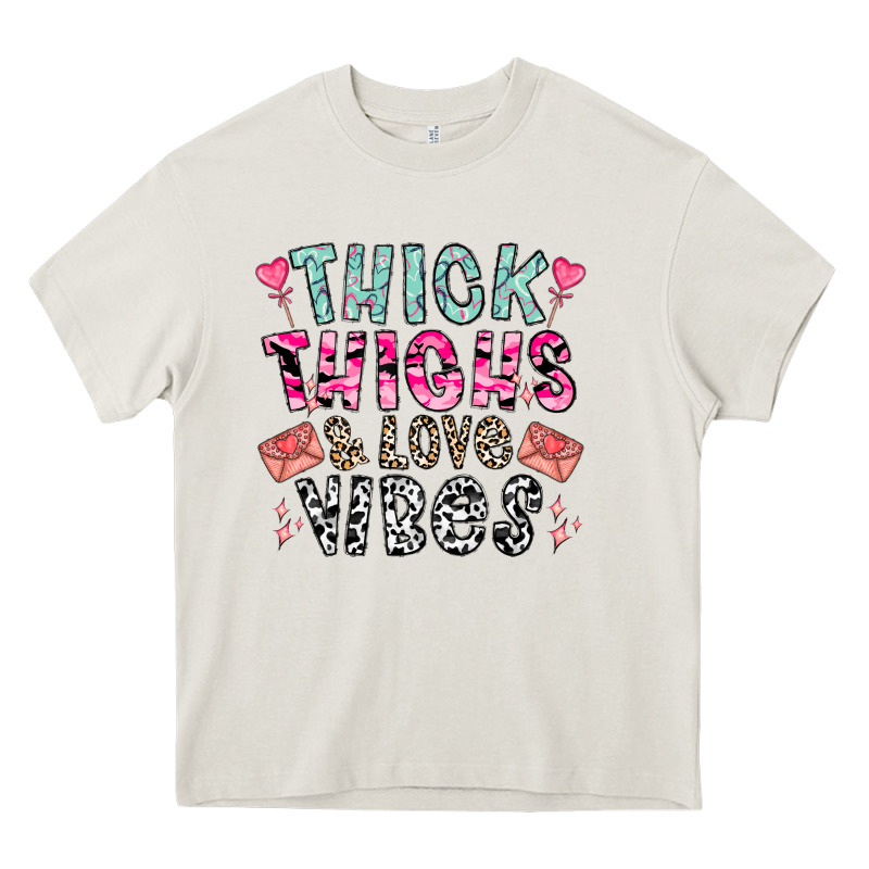 Thick Thighs And Love Vibes Heavy Core Tee by CowhideDigitalArt | Teevron