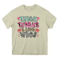 Mossy Thick Thighs And Love Vibes Heavy Core Tee - CowhideDigitalArt