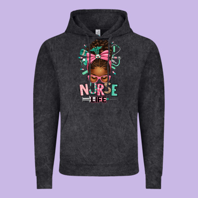 Afro Messy Bun Nurse Life Vintage Hoodie Designed By Texasbilliewilder