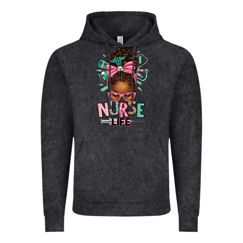 Afro Messy Bun Nurse Life Vintage Hoodie by texasbilliewilder | Teevron