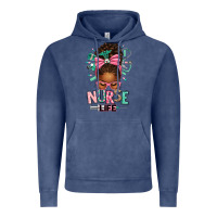 Vintage Denim afro messy bun nurse life Vintage Hoodie - texasbilliewilder