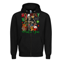 Black ho ho holy shit what a year christmas skeleton Zipper Hoodie - Jasminsmagicworld