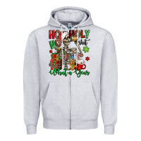 Heather Grey ho ho holy shit what a year christmas skeleton Zipper Hoodie - Jasminsmagicworld