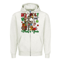 Oatmeal Heather ho ho holy shit what a year christmas skeleton Zipper Hoodie - Jasminsmagicworld