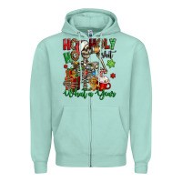 Seafoam ho ho holy shit what a year christmas skeleton Zipper Hoodie - Jasminsmagicworld