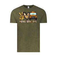 Vintage Olive peace love bus Vintage Tee - CowhideDigitalArt