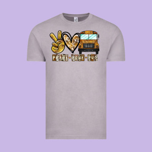 Peace Love Bus Vintage Tee Designed By Cowhidedigitalart