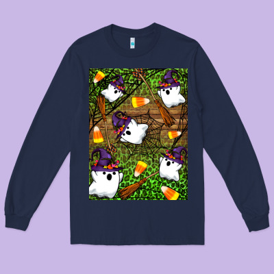 Halloween Ghost Long Sleeve Tee Designed By Artiststas
