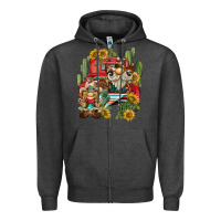 Charcoal Heather western gnome truck cactus sunflower Zipper Hoodie - BarkalooDesign