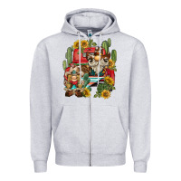 Heather Grey western gnome truck cactus sunflower Zipper Hoodie - BarkalooDesign