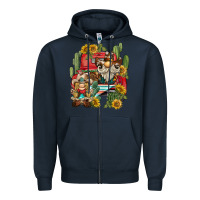 Navy western gnome truck cactus sunflower Zipper Hoodie - BarkalooDesign