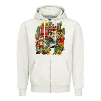 Oatmeal Heather western gnome truck cactus sunflower Zipper Hoodie - BarkalooDesign