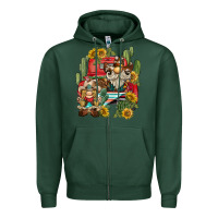 Sports Green western gnome truck cactus sunflower Zipper Hoodie - BarkalooDesign