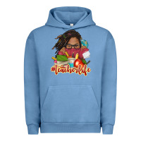 Pigment Pebble Blue afro woman teacher life Urban Hoodie - NancyCooperArtShop