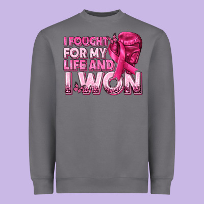 I Fought For My Life And I Won Breast Cancer Heavyweight Sweatshirt Designed By Texasbilliewilder