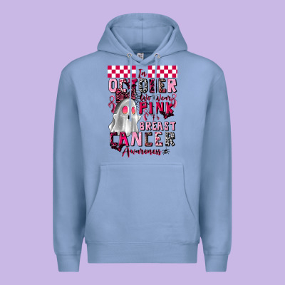 Pink Ghost Breast Cancer Awareness Premium Hoodie Designed By Lillyallendesigns
