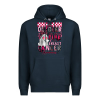 Navy pink ghost breast cancer awareness Premium Hoodie - LillyAllenDesigns