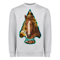 Heather Grey arrowhead horse Heavyweight Sweatshirt - RanaPortraitStore