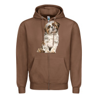 Chestnut Shih Tzu Dog Zipper Hoodie - LillyAllenDesigns
