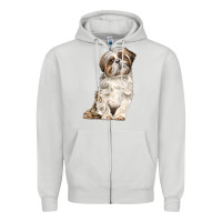 Dove Grey Shih Tzu Dog Zipper Hoodie - LillyAllenDesigns