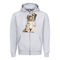 Heather Grey Shih Tzu Dog Zipper Hoodie - LillyAllenDesigns