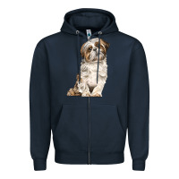 Navy Shih Tzu Dog Zipper Hoodie - LillyAllenDesigns
