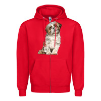 Red Shih Tzu Dog Zipper Hoodie - LillyAllenDesigns