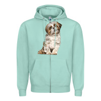 Seafoam Shih Tzu Dog Zipper Hoodie - LillyAllenDesigns