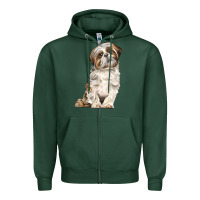 Sports Green Shih Tzu Dog Zipper Hoodie - LillyAllenDesigns