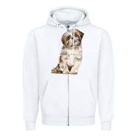 White Shih Tzu Dog Zipper Hoodie - LillyAllenDesigns