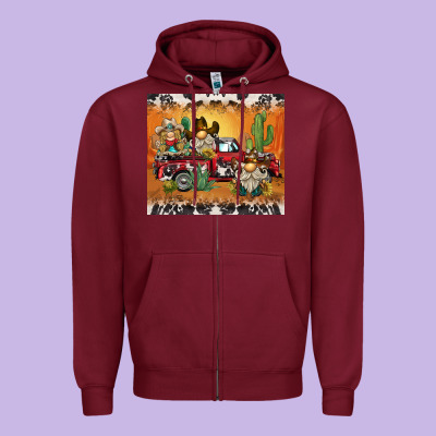 Western Gnome Truck Zipper Hoodie Designed By Barkaloodesign