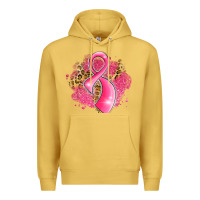 Antique Gold breast cancer awareness ribbon with glitter pink l Premium Hoodie - LillyAllenDesigns