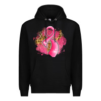 Black breast cancer awareness ribbon with glitter pink l Premium Hoodie - LillyAllenDesigns