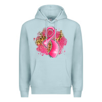 Blue Mist breast cancer awareness ribbon with glitter pink l Premium Hoodie - LillyAllenDesigns