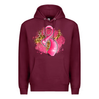 Burgundy breast cancer awareness ribbon with glitter pink l Premium Hoodie - LillyAllenDesigns