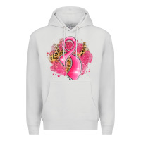 Dove Grey breast cancer awareness ribbon with glitter pink l Premium Hoodie - LillyAllenDesigns