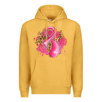 Mustard breast cancer awareness ribbon with glitter pink l Premium Hoodie - LillyAllenDesigns