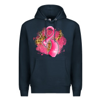 Navy breast cancer awareness ribbon with glitter pink l Premium Hoodie - LillyAllenDesigns