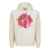 Oatmeal Heather breast cancer awareness ribbon with glitter pink l Premium Hoodie - LillyAllenDesigns