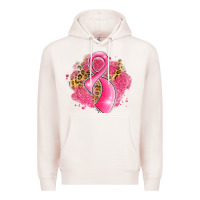 Pale Pink breast cancer awareness ribbon with glitter pink l Premium Hoodie - LillyAllenDesigns