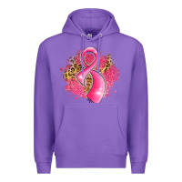 Purple breast cancer awareness ribbon with glitter pink l Premium Hoodie - LillyAllenDesigns