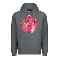 Rock breast cancer awareness ribbon with glitter pink l Premium Hoodie - LillyAllenDesigns