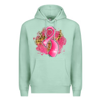 Seafoam breast cancer awareness ribbon with glitter pink l Premium Hoodie - LillyAllenDesigns