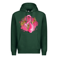 Sports Green breast cancer awareness ribbon with glitter pink l Premium Hoodie - LillyAllenDesigns