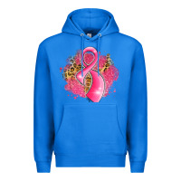 True Royal breast cancer awareness ribbon with glitter pink l Premium Hoodie - LillyAllenDesigns
