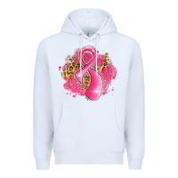 White breast cancer awareness ribbon with glitter pink l Premium Hoodie - LillyAllenDesigns