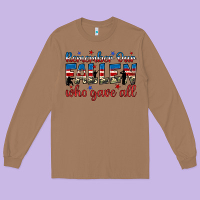 Remember Our Fallen Who Gave All Long Sleeve Tee Designed By Jahusdesignshop