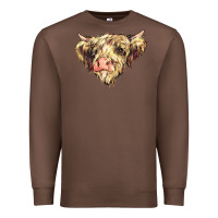 Chestnut scottish cow Premium Sweatshirt - NancyCooperArtShop