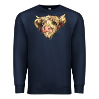 Navy scottish cow Premium Sweatshirt - NancyCooperArtShop